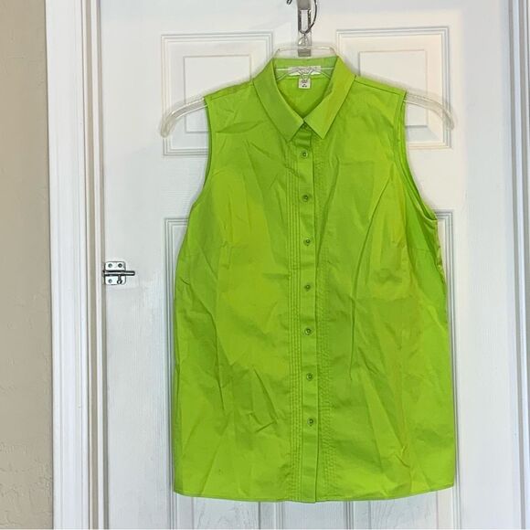 Coldwater Creek Lime Green Sleeveless Top Size Medium 10-12 - Picture 1 of 9